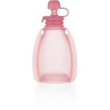 Zopa Silicone Refillable Baby Food Pouch săculeț pentru m&acirc;ncare 0 m+ Transparent Pink 120 ml