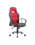 Scaun directorial SL Q033, Cadru cromat, Piele ecologica/Mesh, Inaltime ajustabila, Mecanism de balans, 100 Kg, Rosu/Negru, Multicolor