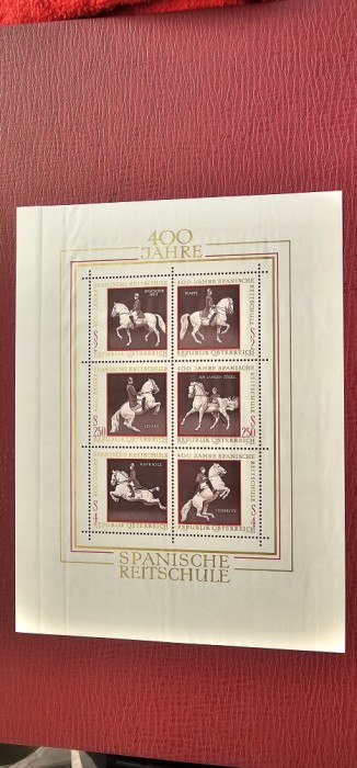 400 DE ANI DE SCOALA DE ECHITATIE SPANIOLĂ -CAI AUSTRIA 1972 NESTAMPILAT .