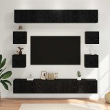 vidaXL Set comodă TV 8 pcs 100 x 30 x 30 cm Stejar Negru 3438609