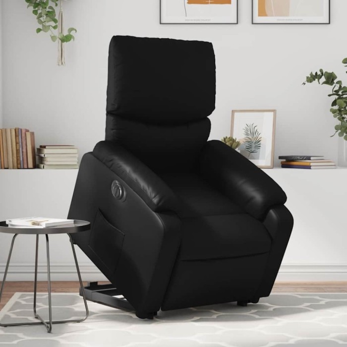 vidaXL Fotoliu rabatabil electric cu ridicare, negru, piele ecologică 3204900