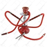 Narghilea cu doua furtuni, 25 CM &ndash; Rosu