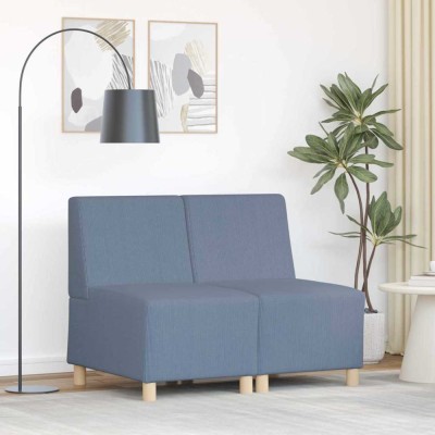 vidaXL Unitate Sofa Modulară Fără Brațe 2 pcs albastru 55 x 74 x 82 cm foto