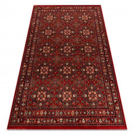 Covor de l&acirc;nă KASHQAI 4372 300 Flori, cadru vin roșu, 67x275 cm
