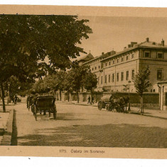 386 - GALATI, Centrul, caruta si trasuri - old postcard, CENSOR - used - 1918