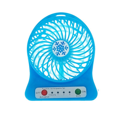 Ventilator de birou cu acumulator 18650 incorporat, lungime de 14cm, cablu de alimentare microUSB, 13313, albastru foto