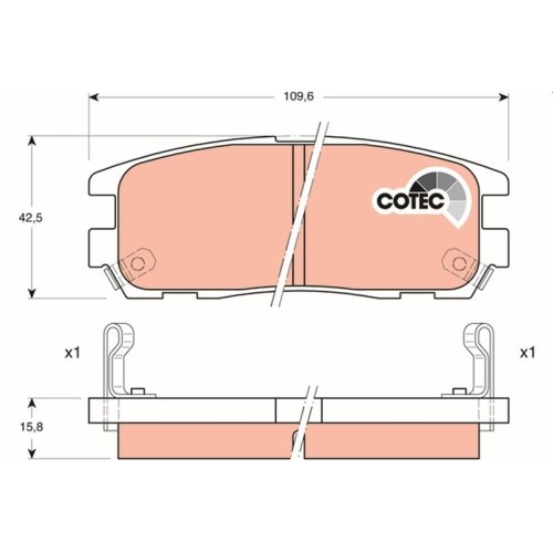 Set placute frana spate TRW, Isuzu Trooper 1991-2004, Opel Frontera A (U92), 1992-10.1998, Frontera B (U99), 09.1998-07.04, Monterey, 1991-1999, spat