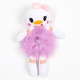 Elastic de par pufos cu decor rata alba si fundita roz