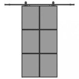 Cumpara ieftin Usa glisanta cu set de feronerie neagra sticla securizata