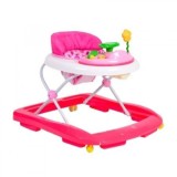 Premergator Copii Moni Baby Walker Infinity Roz, Reglabil, Pliabil, cu Sunete si Jucarii, +6 Luni