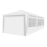 Cort pavilion pentru gradina, curte sau evenimente 3x9m, cu 8 pereti detasabili, 6 ferestre, culoare Alb