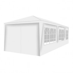 Cort pavilion pentru gradina, curte sau evenimente 3x9m, cu 8 pereti detasabili, 6 ferestre, culoare Alb