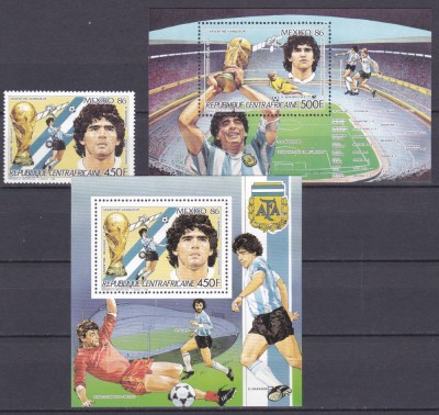 DB1 Fotbal CM 1986 Mexic Maradona Africa Centrala 1 v. + 2 x SS MNH foto