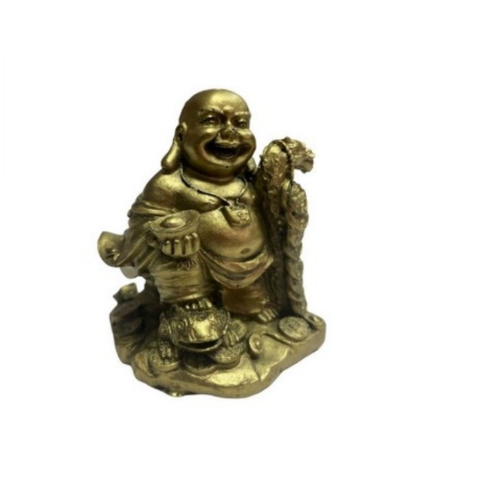 Statueta Feng Shui cu Buddha vesel auriu 9 cm ,model FS70