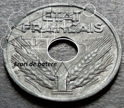 Moneda istorica 10 CENTIMES - FRANTA, anul 1941 * cod 4232 = ZINC VICHY - ERORI! foto