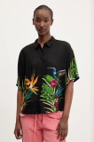 Desigual camasa ARTEMISA femei, culoarea negru, cu guler clasic, relaxed, 25SWCW39