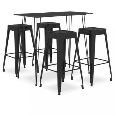 vidaXL Set mobilier de bar, 5 piese, negru foto