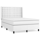 Cumpara ieftin Pat box spring cu saltea, alb, 140x200 cm, piele ecologica
