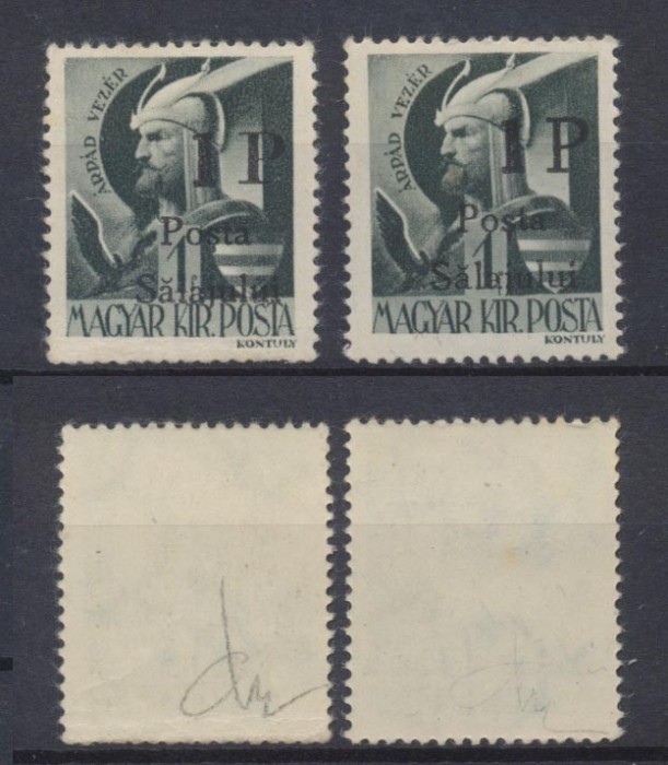 1945 Posta Salajului timbru local 1P/1f neuzat 2 exemplare MNH tipuri diferite