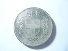 Moneda 5 Fr 1935 Elvetia argint cal.FF Buna foto