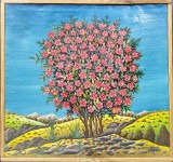 Pictura Naiva Copac Petru Mihut, Ulei pe Panza, 50.5x47.5cm, Semnata, Certificat Autenticitate