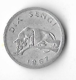Moneda 10 sengi 1967 - Congo foto