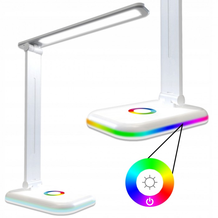 Lampa de birou Alma, LED 12W, 960 lm, temperatura reglabila CCT, RGB, IP20, alba