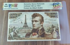 REPRODUCERE pe hartie cu filigran si fire UV proiect bancnota 100 Lei 1921 nr.179