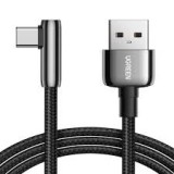 CABLU alimentare si date Ugreen, &quot;US313&quot;, Fast Charging Data Cable pt. smartphone, USB la USB Type-C unghi 90 grade, 1m, negru &quot;70413&quot; (timbru verde 0