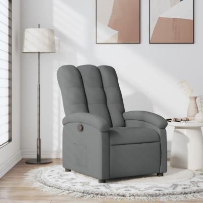 vidaXL Fotoliu rabatabil gri &amp;icirc;nchis, material textil 371728 foto