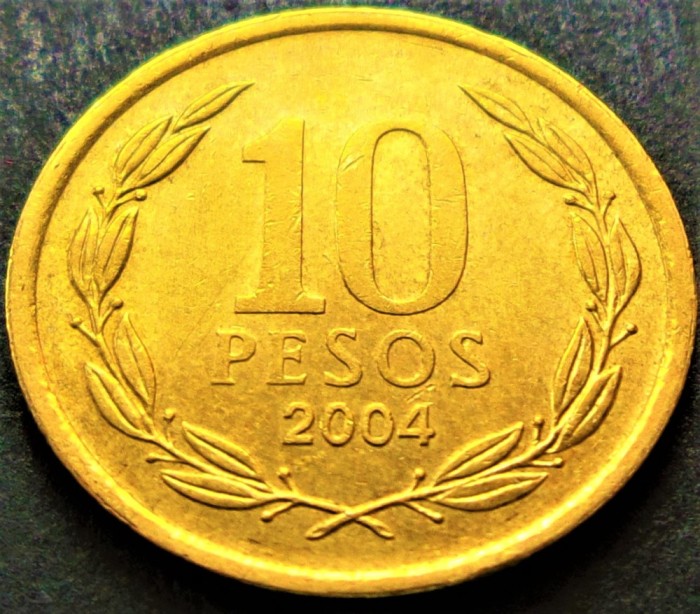 Moneda exotica 10 PESOS - CHILE, anul 2004 * cod 100 = A.UNC