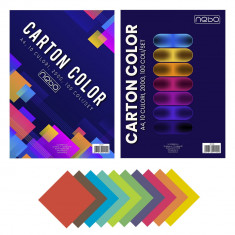 Carton color A4, 200g, 10 culori, 100 coli/set – NEBO