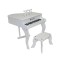 Pian de lemn pentru copii, scaun inclus, 48 cm, alb