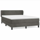 Cumpara ieftin Pat box spring cu saltea, gri inchis, 140x200 cm, catifea