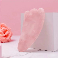 Aparat Masaj Facial si Corporal - Piatra Gua Sha din Cuart Roz - 10 cm