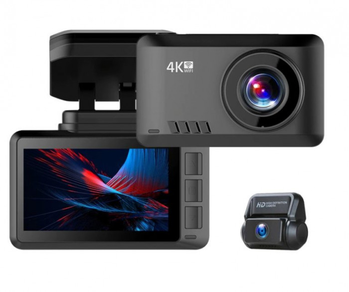 Camera Auto Dubla 4K ,NT966670,Senzori Video Sony IMX335,2k+Full HD,GPS,WiFi