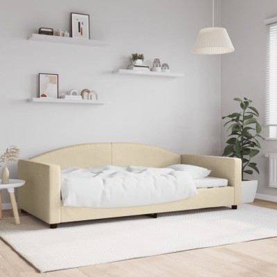 vidaXL Cadru de pat, crem, 100 x 200 cm, material textil foto