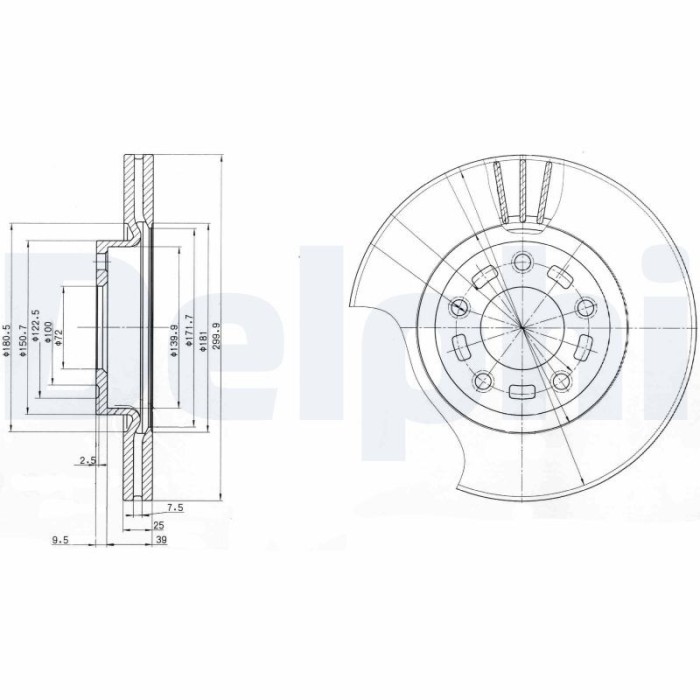 DELPHI BG3928 Disc frana