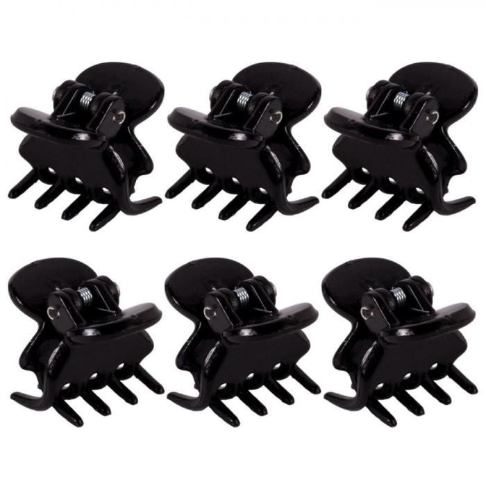 Set Clame Păr, Negru, 1.5cm, 6 Bucăți