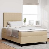 Pat cu Box Spring de la cu Saltea Verde Deschis Mic Dublu Țesătură de Corduroy