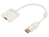 Adaptor DisplayPort la HDMI 0,2m, compatibil 4K, alb