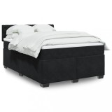 VidaXL Pat box spring cu saltea, negru, 140x200 cm, catifea 3286338