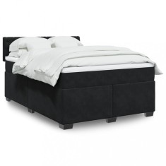vidaXL Pat box spring cu saltea, negru, 140x200 cm, catifea 3286338