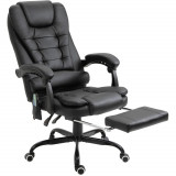 Fotoliu de birou cu masaj cu 7 puncte de vibrație, ergonomic cu suport pentru picioare și spătar &icirc;nclinat la 155&deg;, negru Vinsetto | Aosom RO