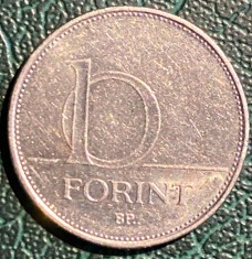 10 FORINT 1995 MONEDA UNGARIA / Cupru-Nickel 6,1 g / 24,8mm. / PRET, p