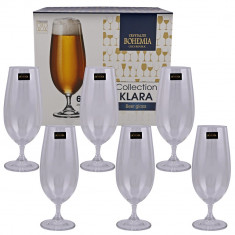 Set 6 pahare bere Bohemia, cristal, 380 ml, Transparent, Colectia Klara foto