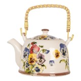 Cumpara ieftin Ceainic cu infuzor ceramica multicolora Panselute 18x14x12 cm / 800 ml