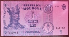 B11 22 - Bancnota foarte veche - Moldova - 5 leI - 2015