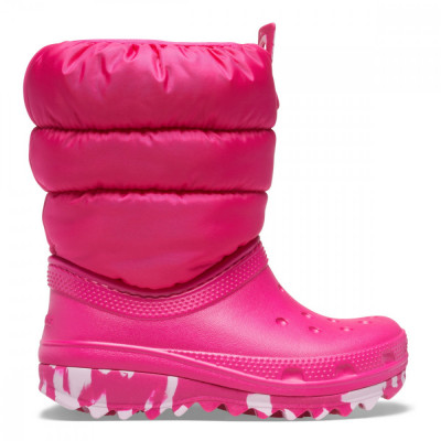 Cizme Crocs Toddler Classic Neo Puff Boot Roz - Candy Pink foto