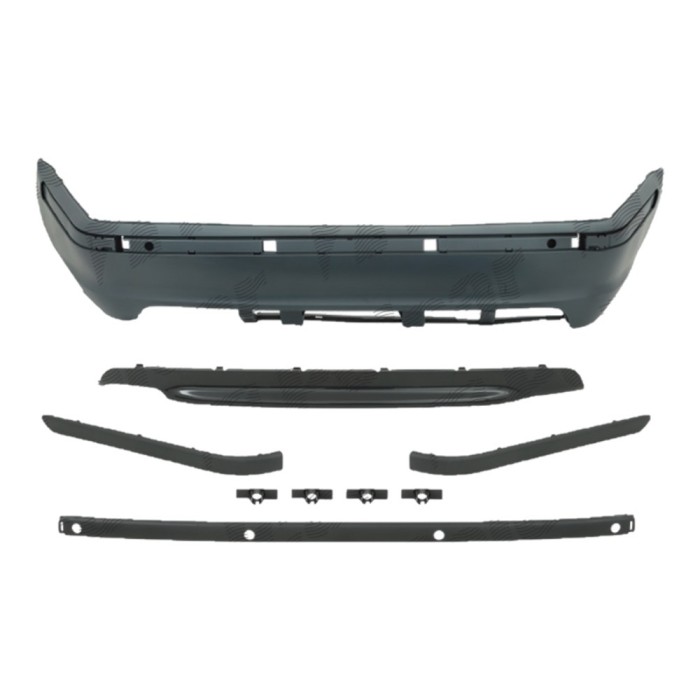 Set bara spate BMW Seria 3 (E46), Sedan, 06.1998-06.2005, cu gauri senzori parcare; grunduit, de vopsit; type M-Tech; cu bandouri, cu spoiler; cu gau